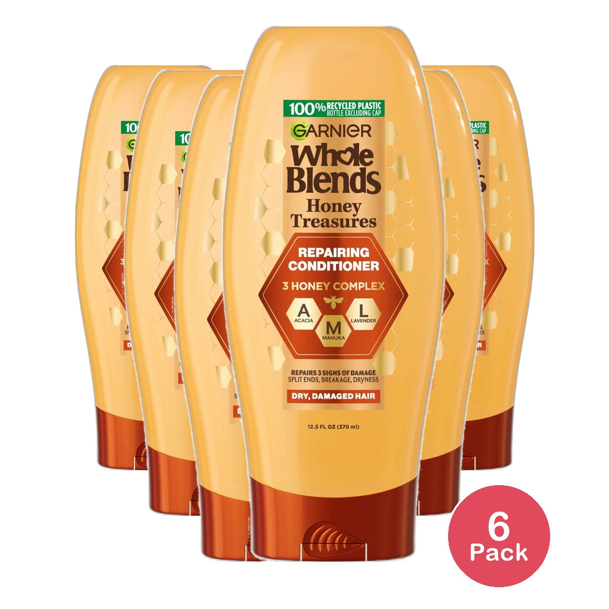Garnier Whole Blends Repairing Conditioner Honey Treasures Damaged Hair 12.5Oz (Pack of 6)