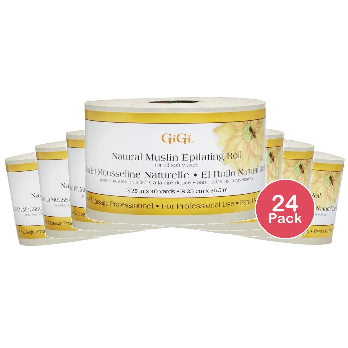 GiGi Natural Muslin Roll 40 Yards (Pack of 24)