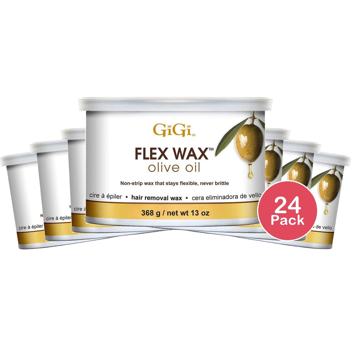 GiGi Olive Oil Flex Wax Hair Removal Wax 13 oz (Pack of 24)