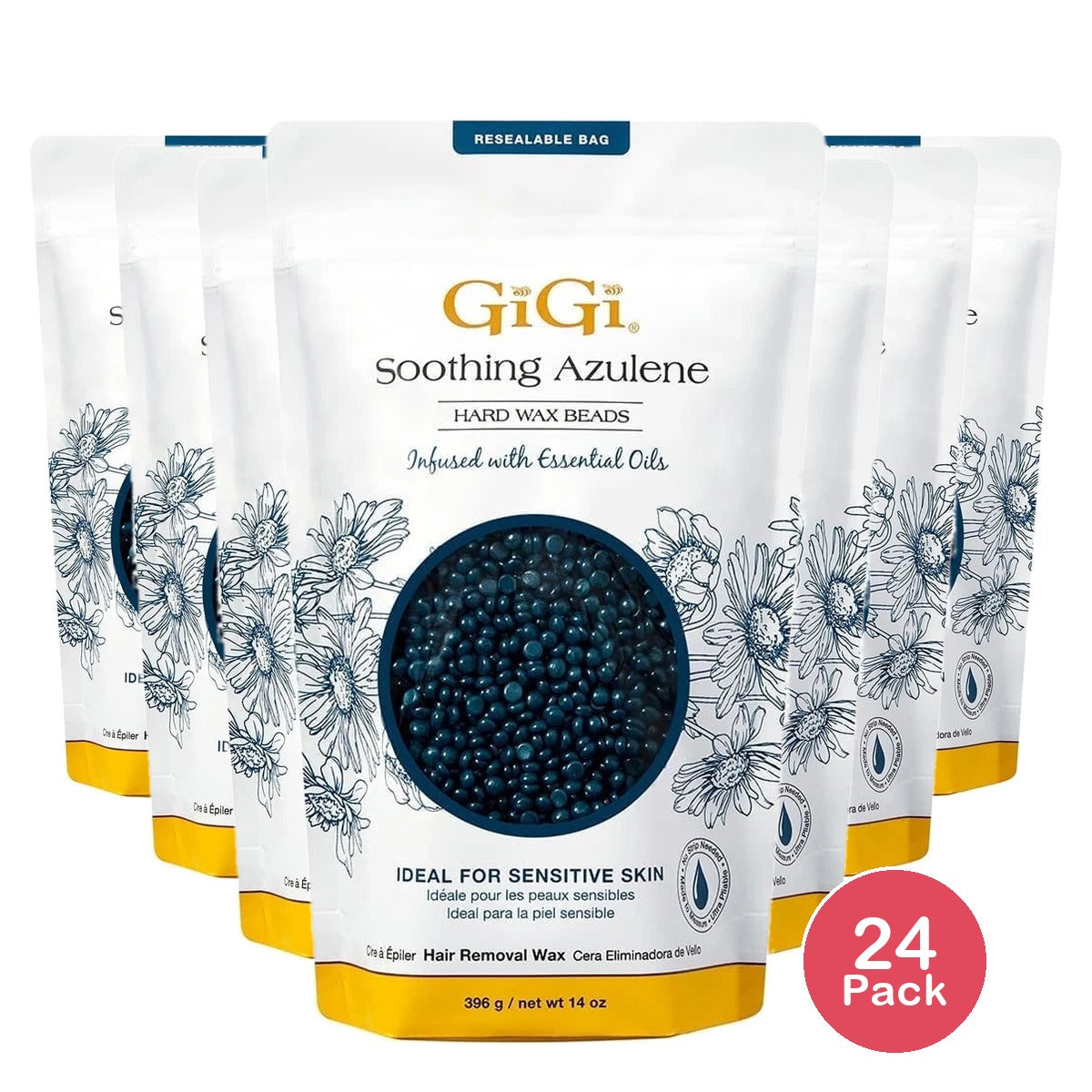 Gigi Soothing Azulene Hard Wax Beads - 14 oz (Pack of 24)
