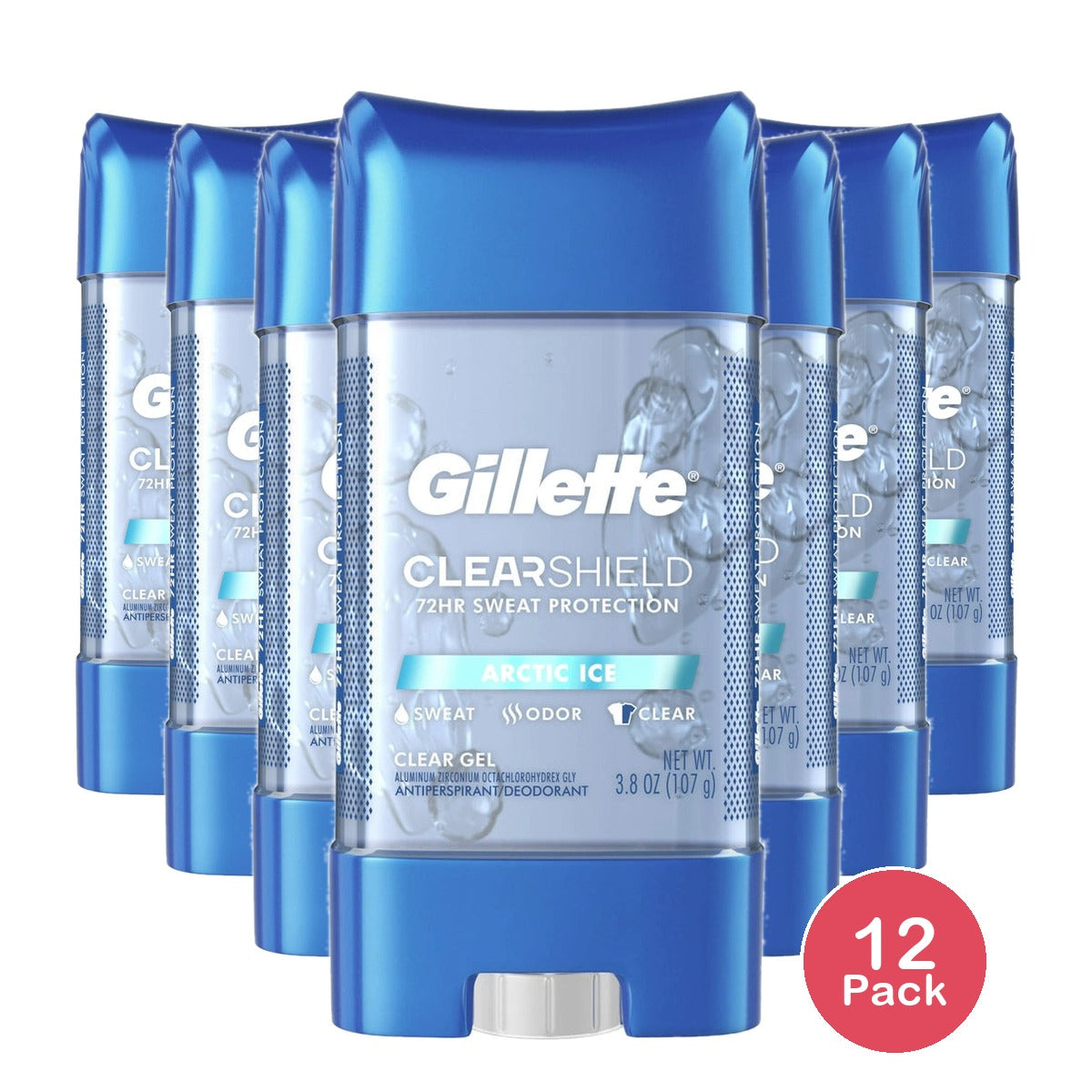 Gillette Antiperspirant and Deodorant for Men - Clear Gel, Artic Ice, 3.8 OZ (Pack of 12)