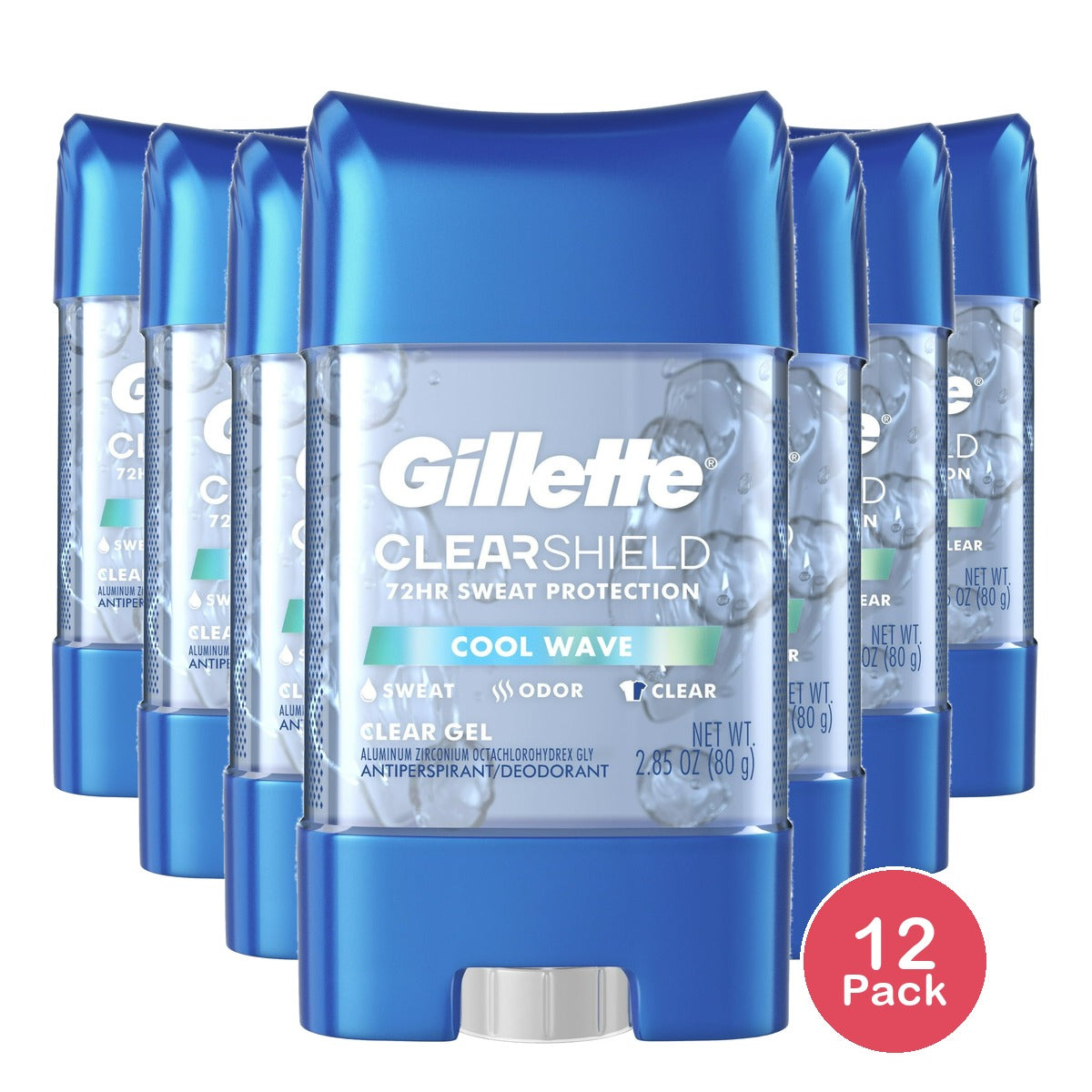 Gillette Antiperspirant and Deodorant for Men Clear Gel Cool Wave 2.85 OZ (Pack of 12)