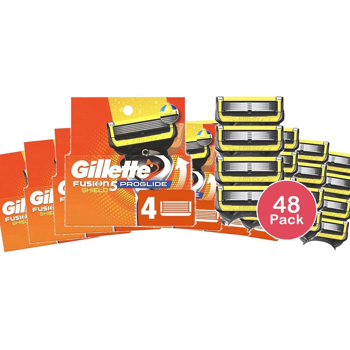 Gillette Pro Glide Shield Razor Blade Refills 4 Count (Pack of 48)