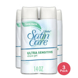 Gillette Satin Care Ultra Sensitive Womens Shave Gel Twin Pack 7Oz (Pack of 3)