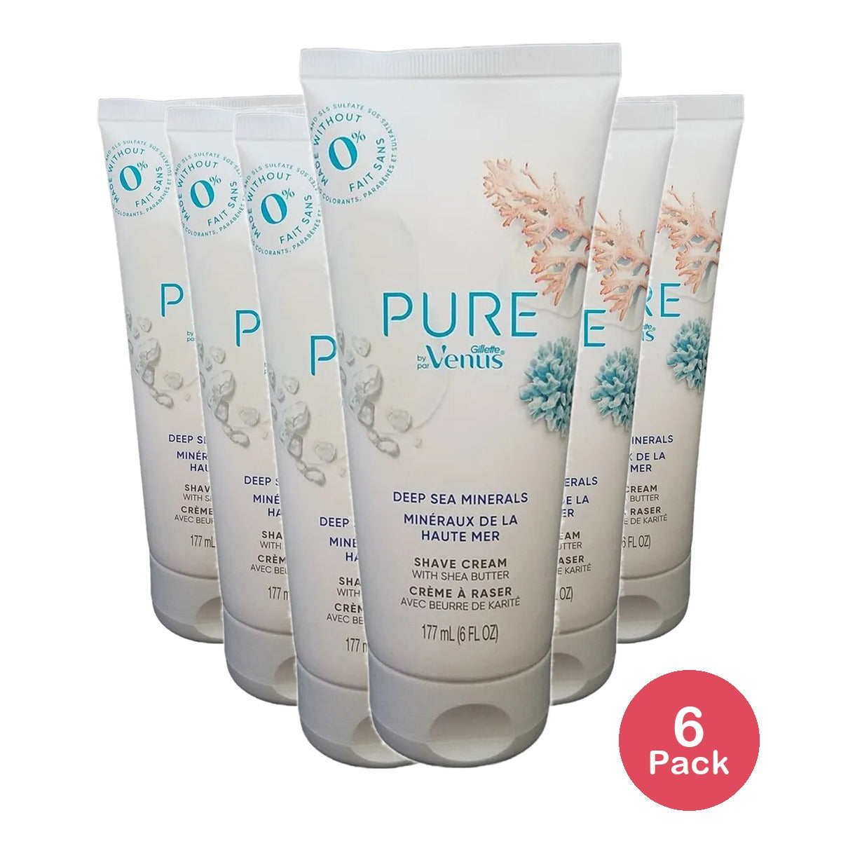 Gillette Venus Pure Shaving Cream Deep Sea Minerals 6Oz (Pack of 6)