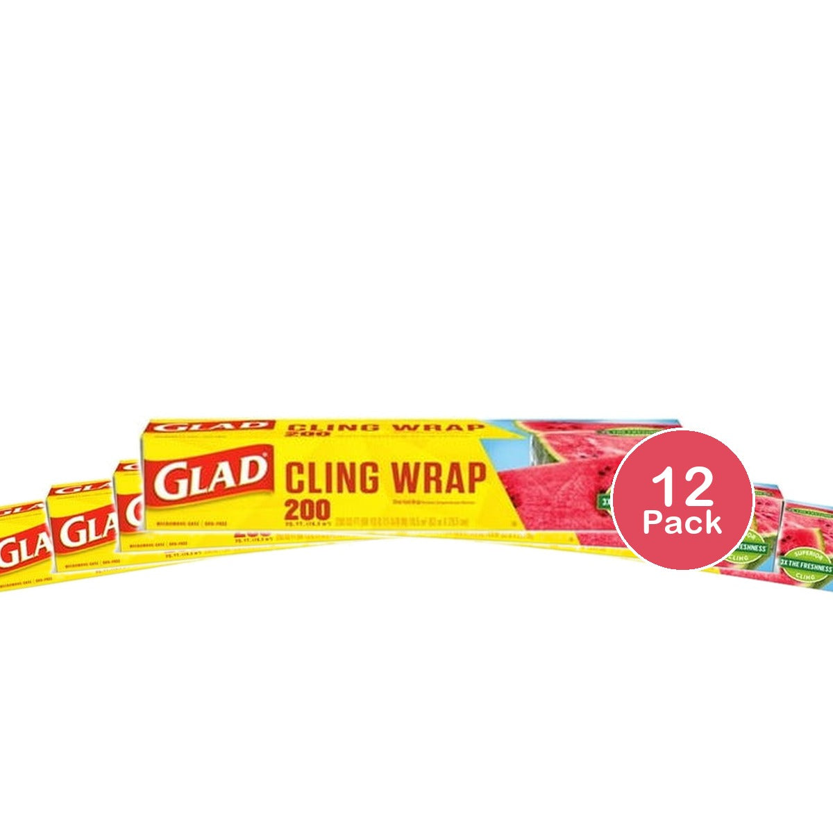 Glad ClingWrap Plastic Food Wrap 200 Ft (Pack of 12)