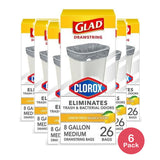 Glad Drawstring Medium Trash Bags 8 Gallon (Pack of 6)