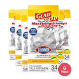 Glad Force Flex Plus 13 Gal Trash Bags Lemon Fresh (Pack of 6)