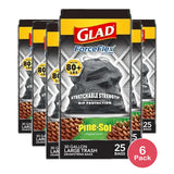 Glad ForceFlex Drawstring Trash Bag Pine-Sol 25 Bags 30.56oz (Pack of 6)