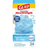 Glad ForceFlex MaxStrength 13 Gal Tall Kitchen Drawstring Trash Bags, Beachside