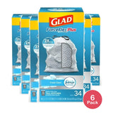 Glad Tall Kitchen Trash Bags 13 Gallon (Pack of 6)