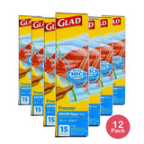 Glad Zipper Food Storage Freezer Bags Gallon0.01oz (Pack of 12)