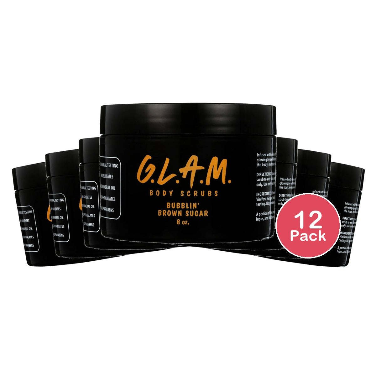G.L.A.M. BUBBLIN BROWN SUGAR BODY SCRUB 8 Oz (Pack of 12)