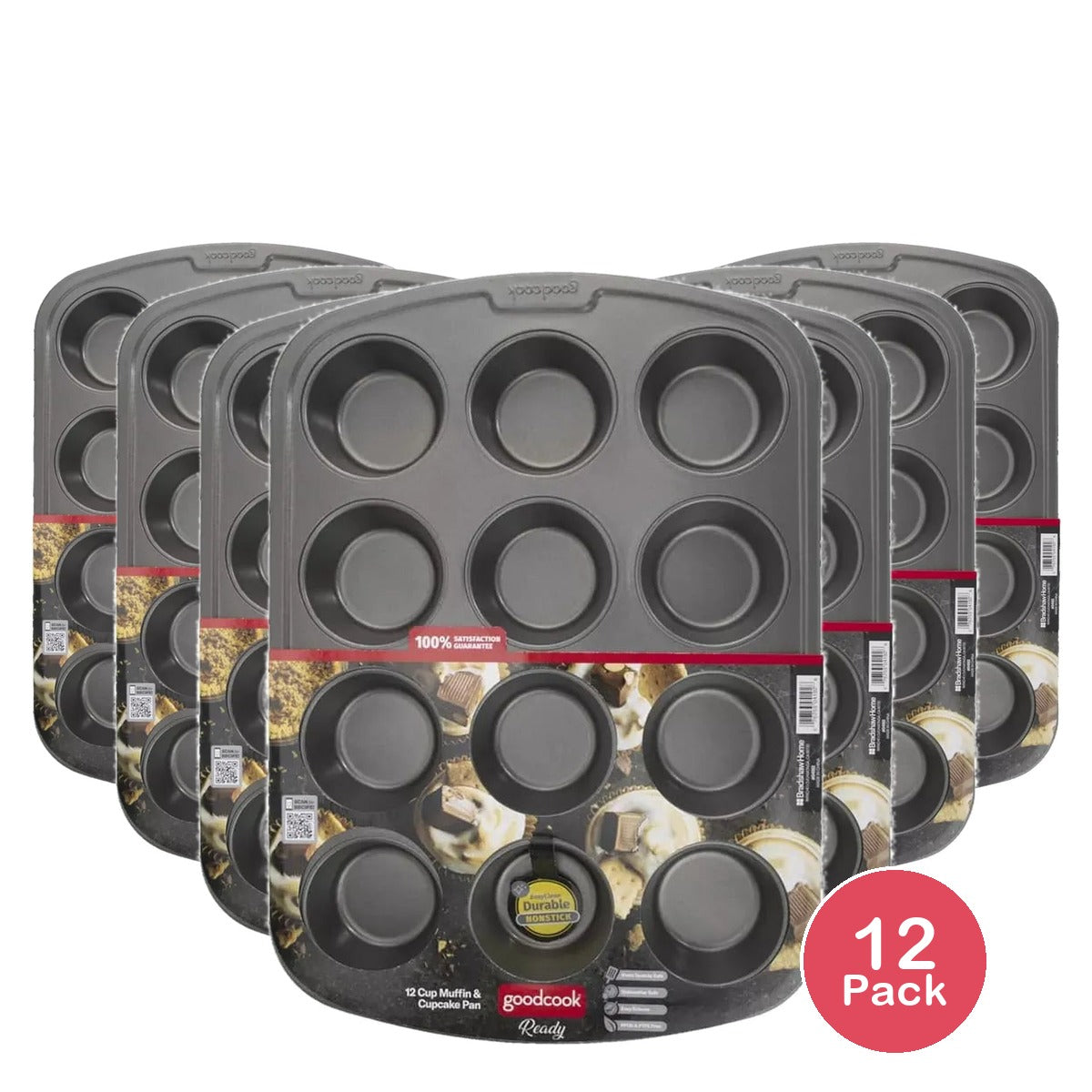Good Cook Ready Nonstick Muffin and Cupcake Pan 16.96Oz (Pack of 12)