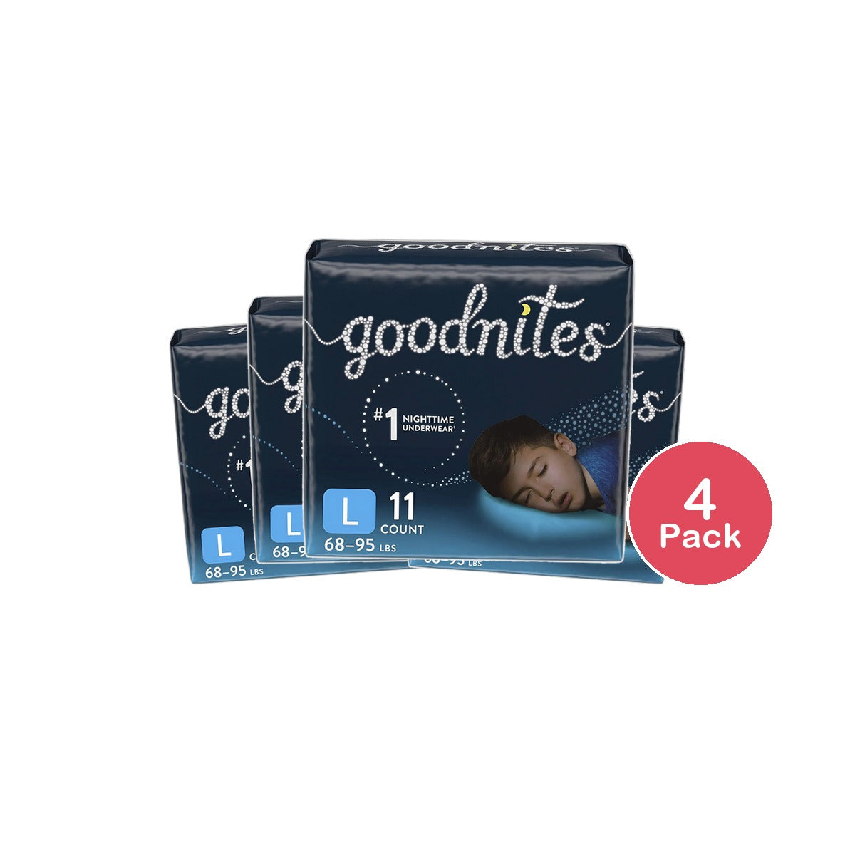 Goodnites Boys Night Time Bedwetting Underwear Size L 20.8Oz (Pack of 4)