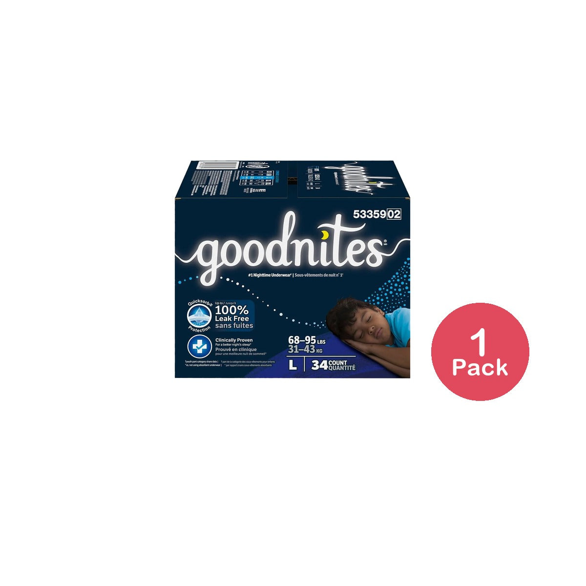 GoodNites Boys' Nighttime Underwear Size L (Pack of 1)