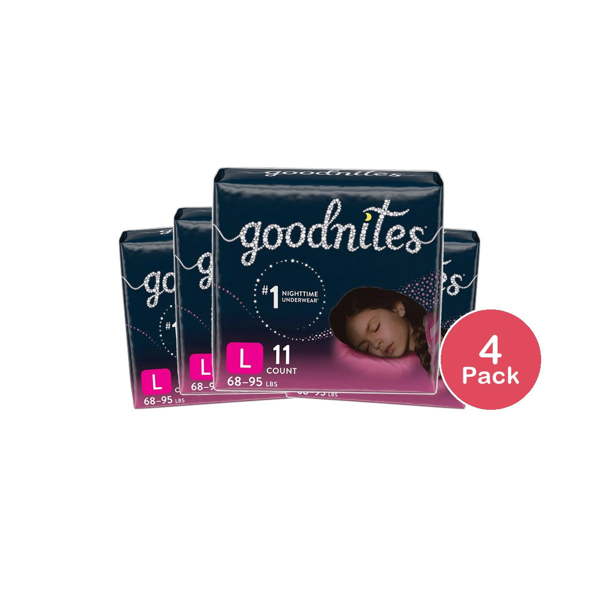 Goodnites Overnight Underwear for Girls Large Size 20.16Oz (Pack of 4)