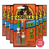 Gorilla Super Glue Gel Two 3 Gram Tubes Clear 0.22Oz (Pack Of 10)