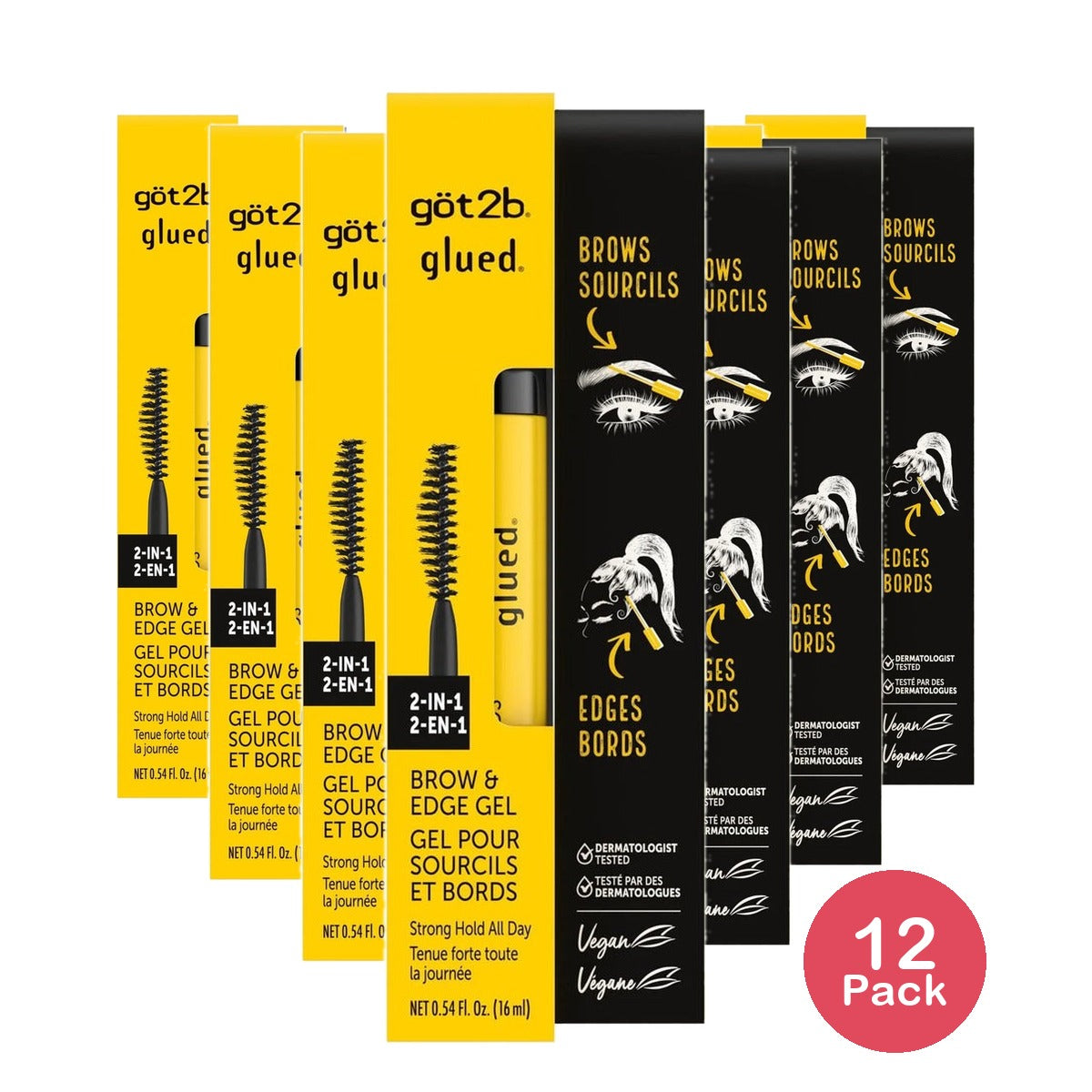 Got2B Glued Brows & Edges Gel 0.54 Oz (Pack of 12)