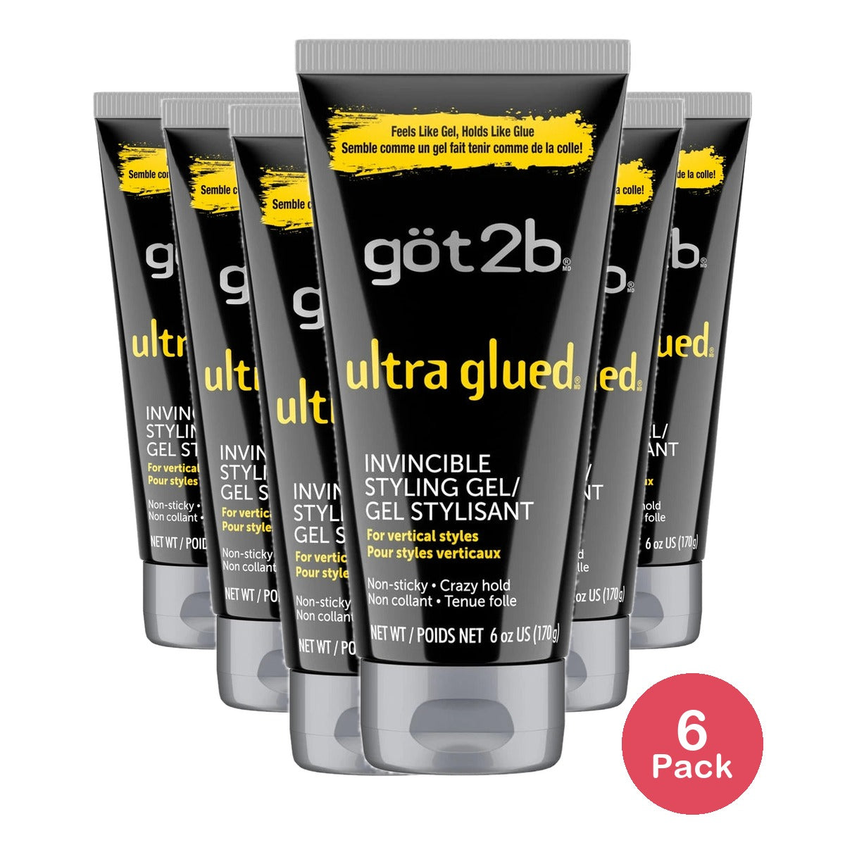 Göt2b Ultra Glued Invincible Styling Gel - (Pack of 6) 6 Oz