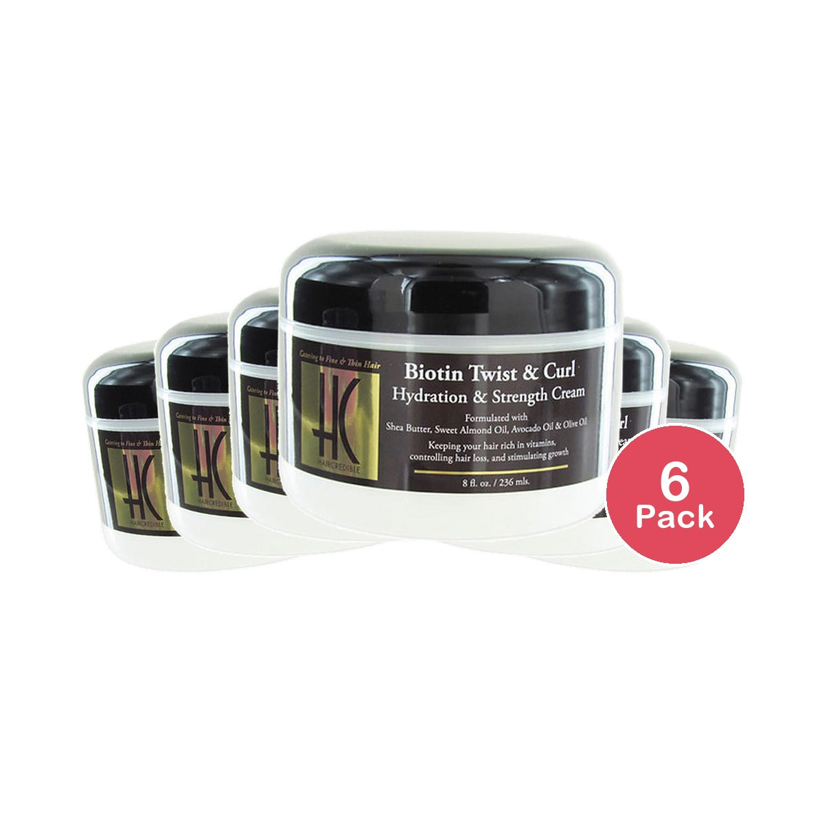 Haircredible Biotin Twist & Curl Cream 8 Oz (Pack of 6)