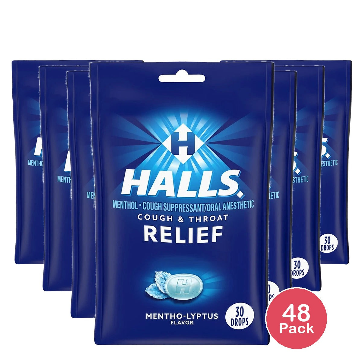 Halls Relief Mentho-Lyptus Cough Suppressant/Oral Anesthetic Drops - 40 Ct (Pack of 48)