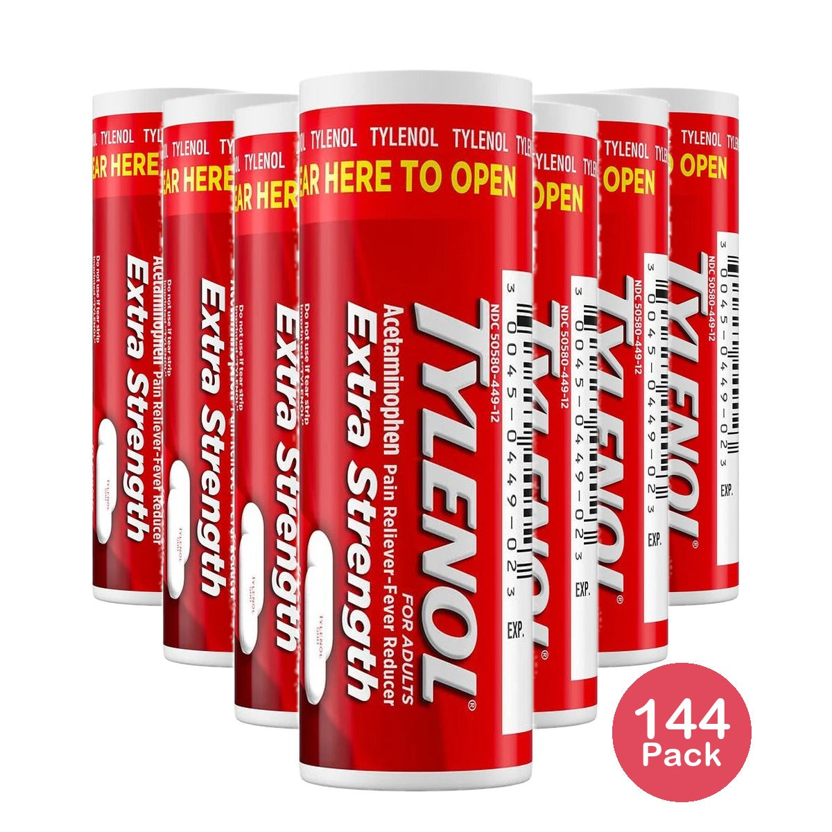 Handy Solutions 10-Count Tylenol Extra Strength 500 Mg Caplets (Pack of 144)