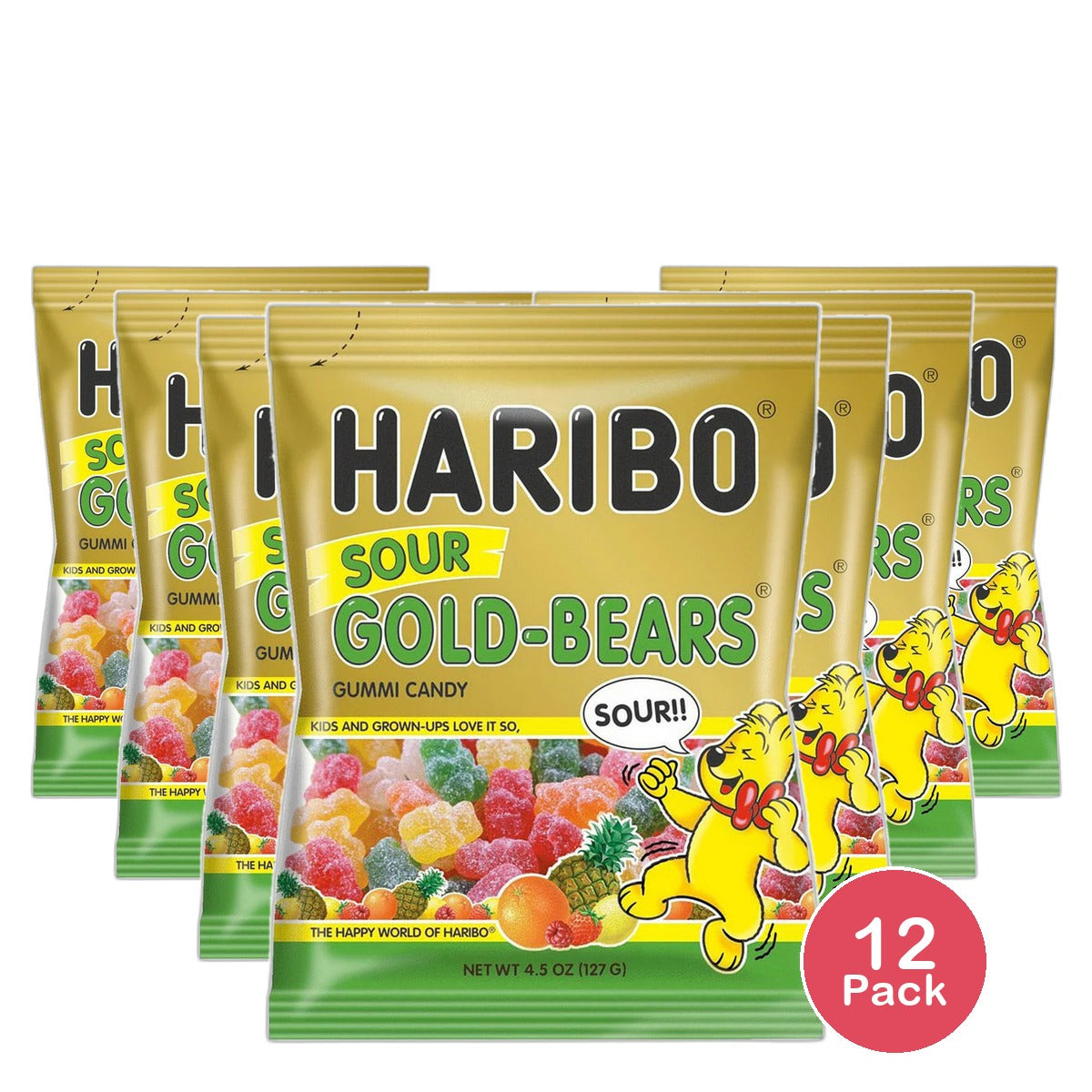 Haribo Gold Bears Sour Gummi Candy 4.5Oz (Pack of 12)