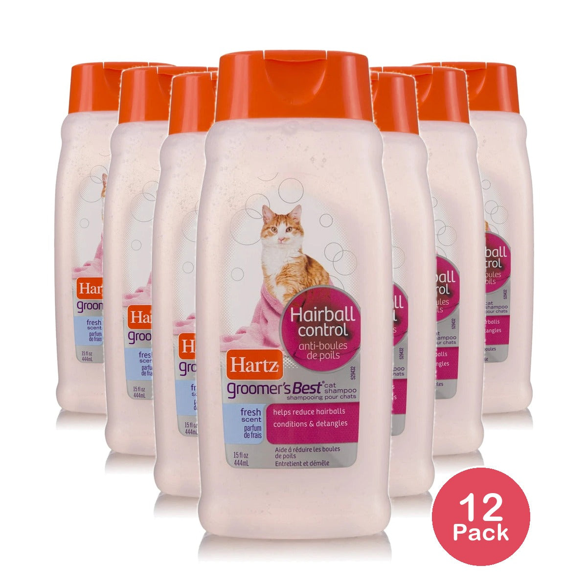 Hartz Groomer's Best Extra Gentle Hairball Control Fresh Scent Cat Shampoo 15 fl OZ(Pack of 12)