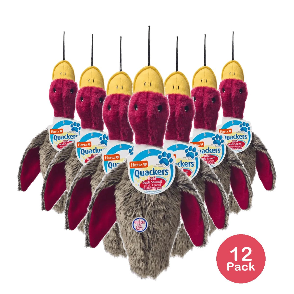 Hartz Nature's Collection Plush Dog Toy Large Quackers 3.5 oz (Pack of 12)
