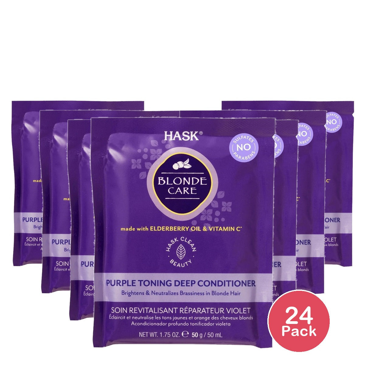 Hask Blonde Care Color Protection Sulfate-Free Purple Toning Deep Conditioner 1.75 Oz (Pack of 24)