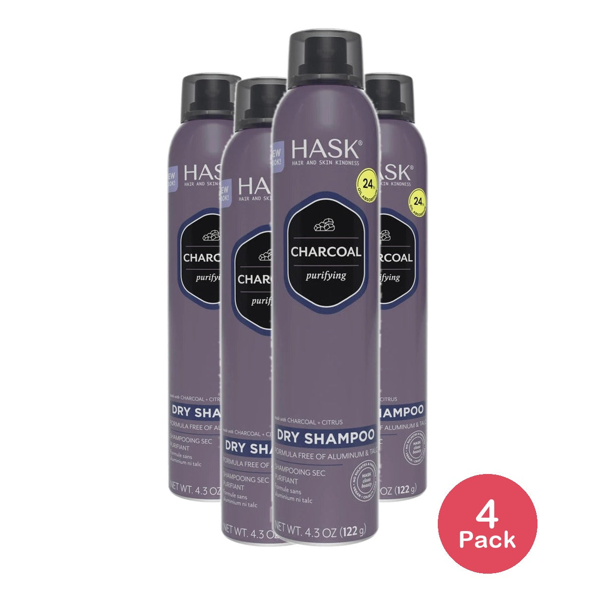 Hask Charcoal Purifying Dry Shampoo - 4.3oz (Pack of 4)