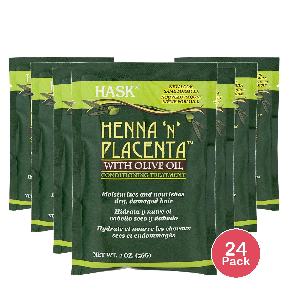 Hask Henna N Placenta Conditioning Treatment With Olive Oil 2.0 OZ (Pack of 24)