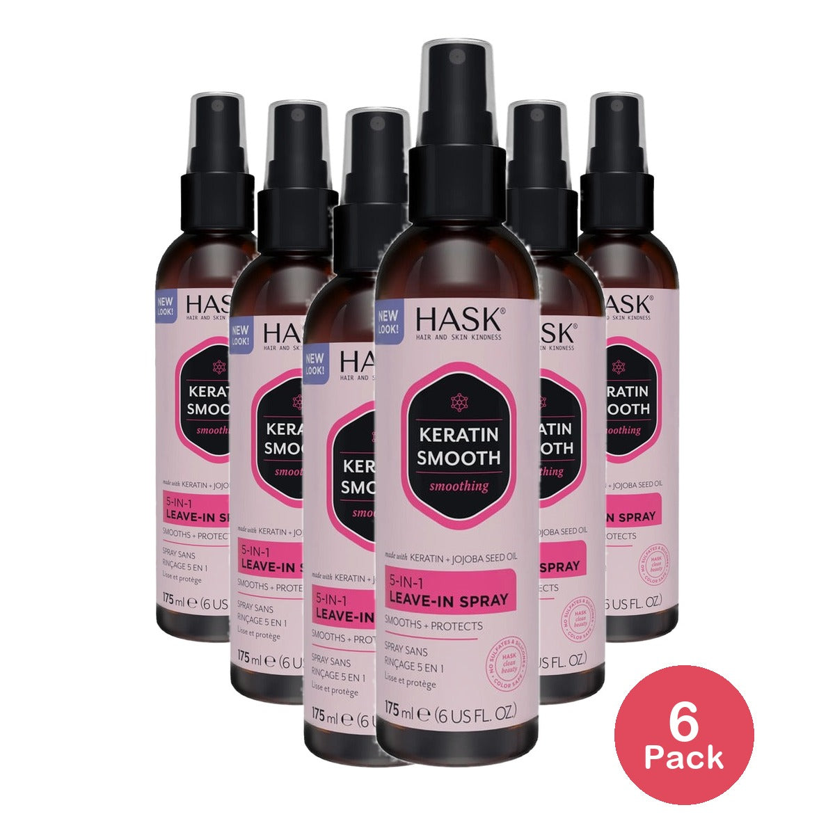 Hask Keratin Smoothing 5-in-1 Leave-in Spray 6 Oz (Pack of 6)