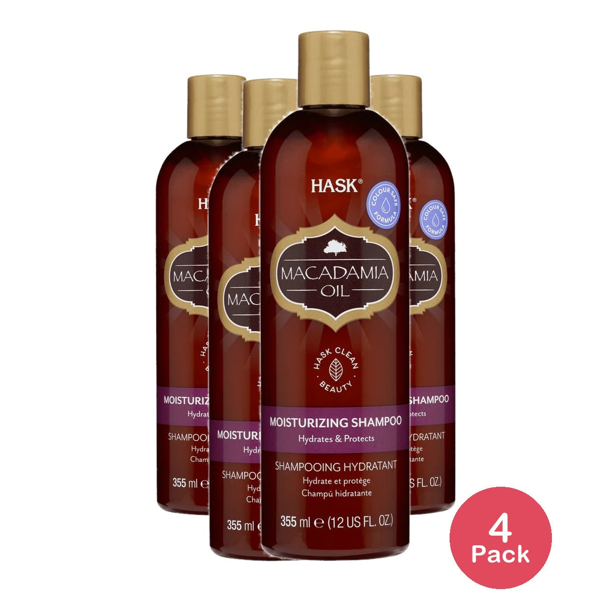 HASK Macadamia Oil Moisturizing Shampoo 12oz. (Pack of 4)