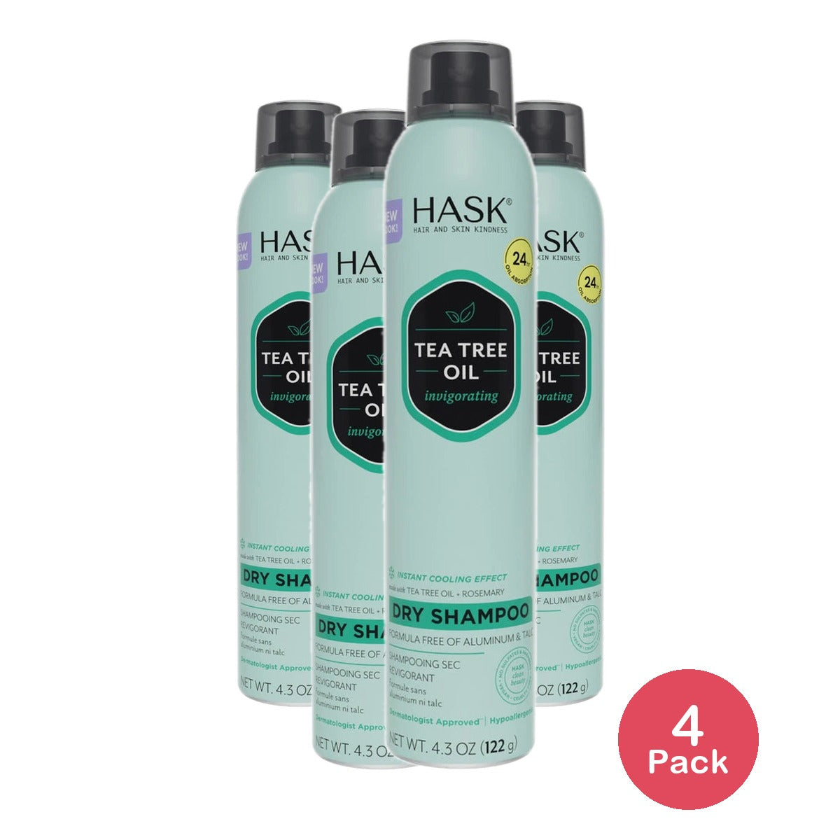 Hask Tea Tree Dry Shampoo - 4.3oz (Pack of 4)