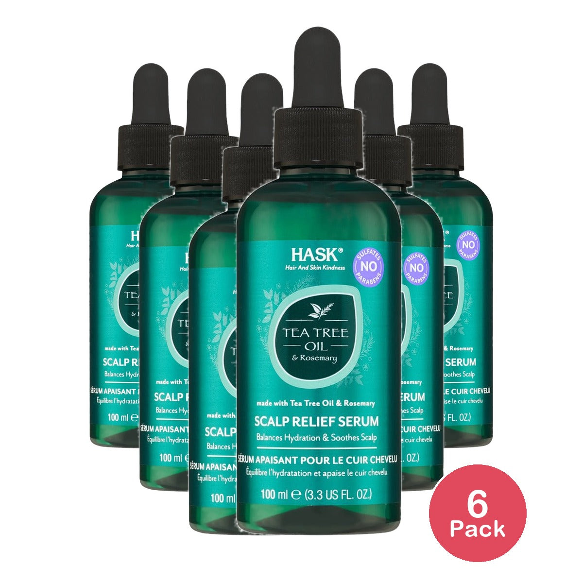 Hask Tea Tree & Rosemary Scalp Relief Serum 3.3 Oz (Pack of 6)