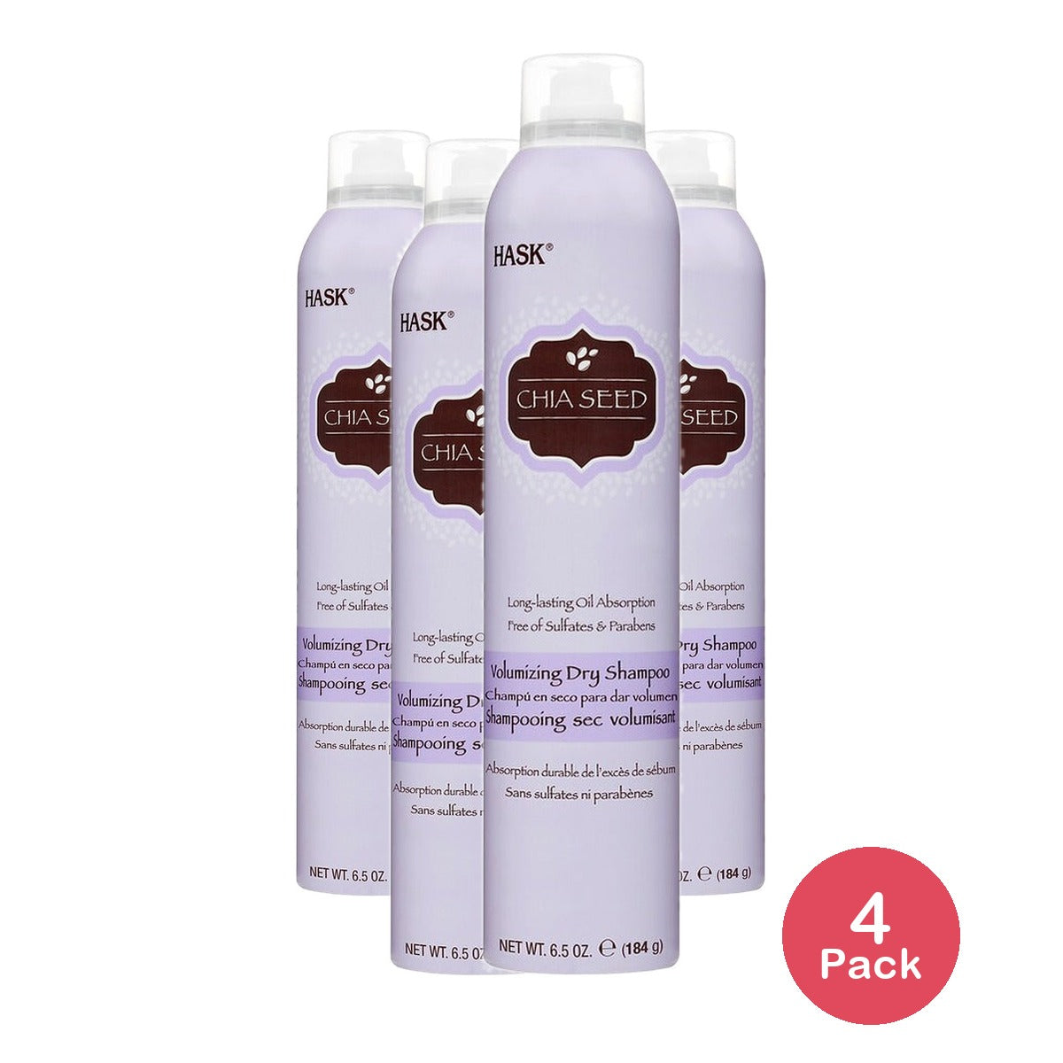 Hask Volumizing & Oil Control Dry Shampoo 9.6 Oz (Pack of 4)