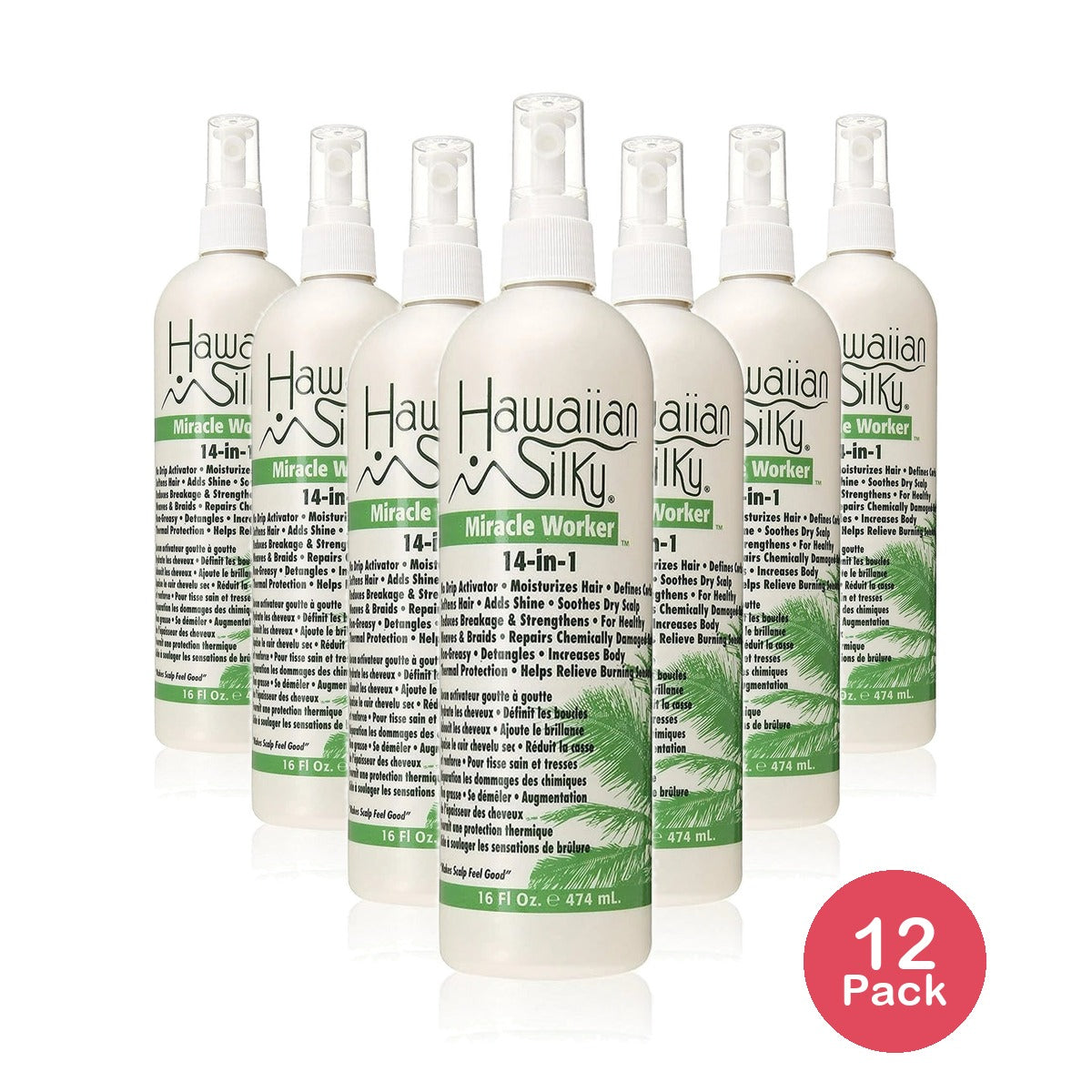 Hawaiian Silky 14n1 Miracle Worker 16oz. All Hair Types Detangling (Pack of 12)