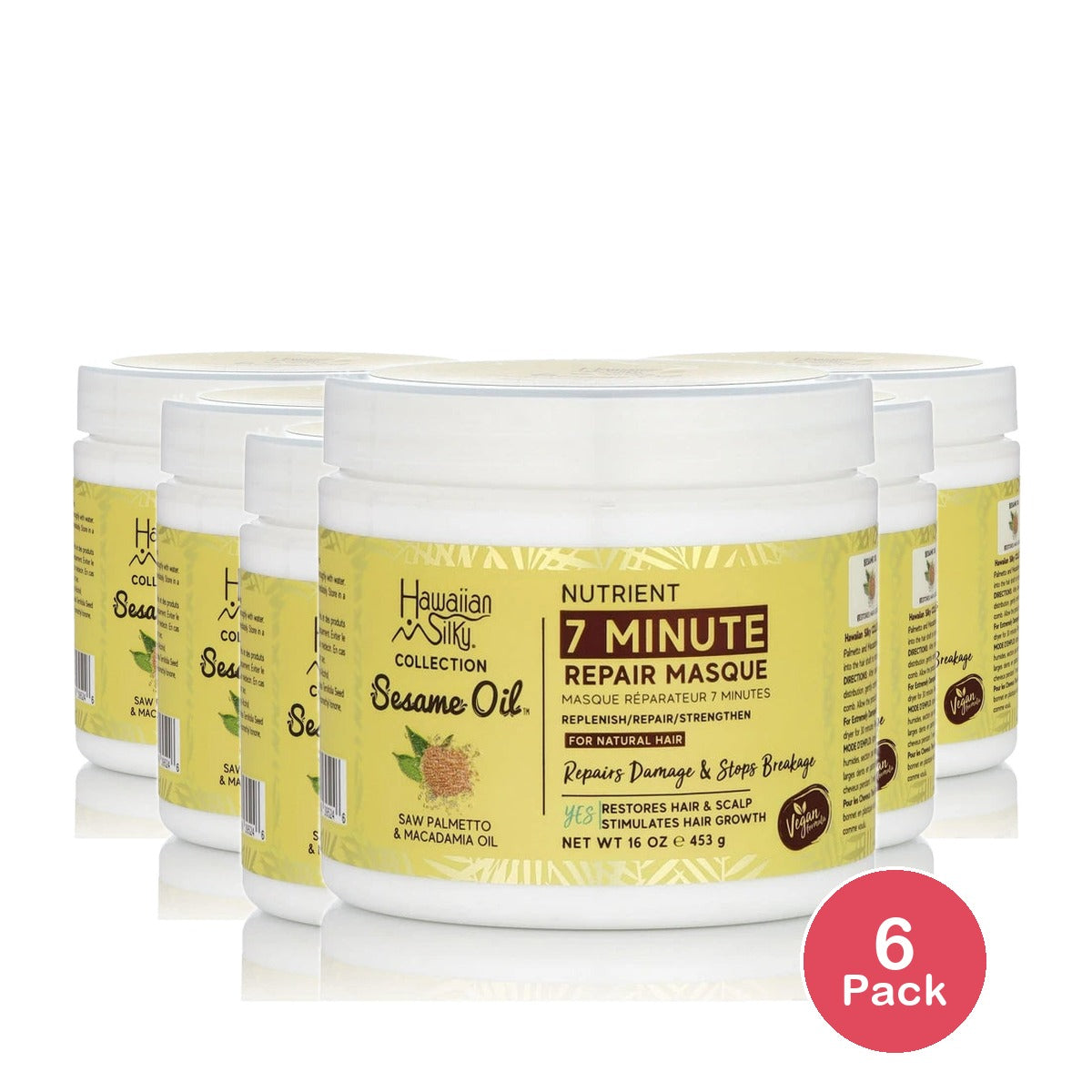 Hawaiian Silky Vegan Sesame Oil 7-Minute Nutrient Repair Masque 16 fl. oz. Repa 16 Oz (Pack of 6)