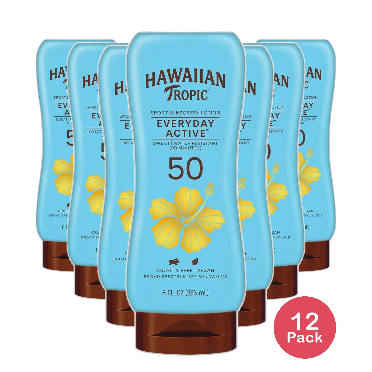 Hawaiian Tropic Island Sport Sunscreen Lotion SPF 50 8Oz (Pack of 12)