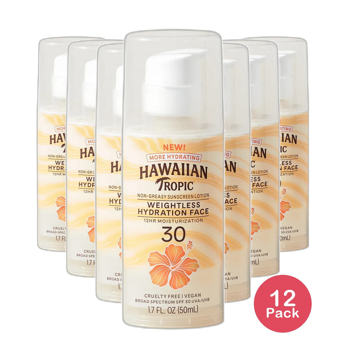 Hawaiian Tropic Silk Hydration Weightless Face Lotion SPF 30 1.7Oz (Pack of 12)