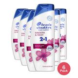 Head and Shoulders 2 in 1 Dandruff Shampoo and Conditioner Smooth and Silky 12.5Oz (Pack of 6)