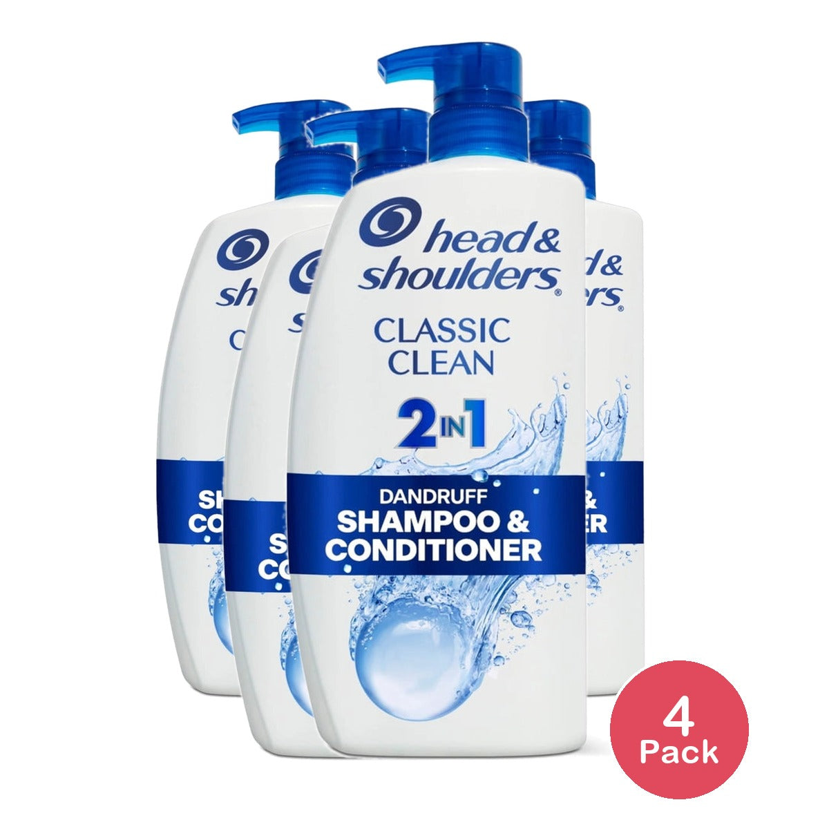 Head & Shoulders Classic Clean Anti-Dandruff 2-in-1 Paraben Free Shampoo and Con 28.2 oz (Pack of 4)