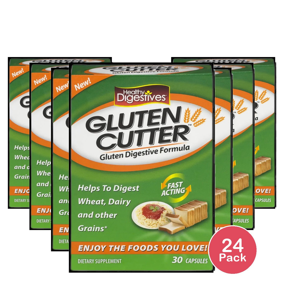 Healthy Digestives Gluten Clutter Capsules, 30 CT 4.16oz (Pack of 24)