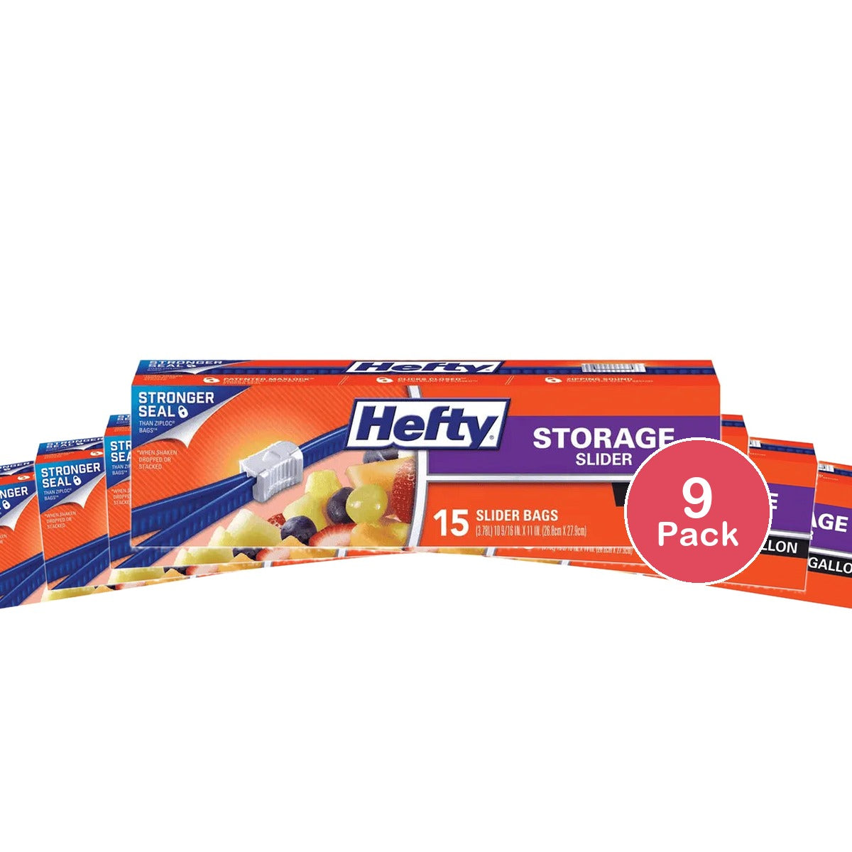 Hefty Gallon Food Storage Slider Bag 6.88Oz (Pack of 9)