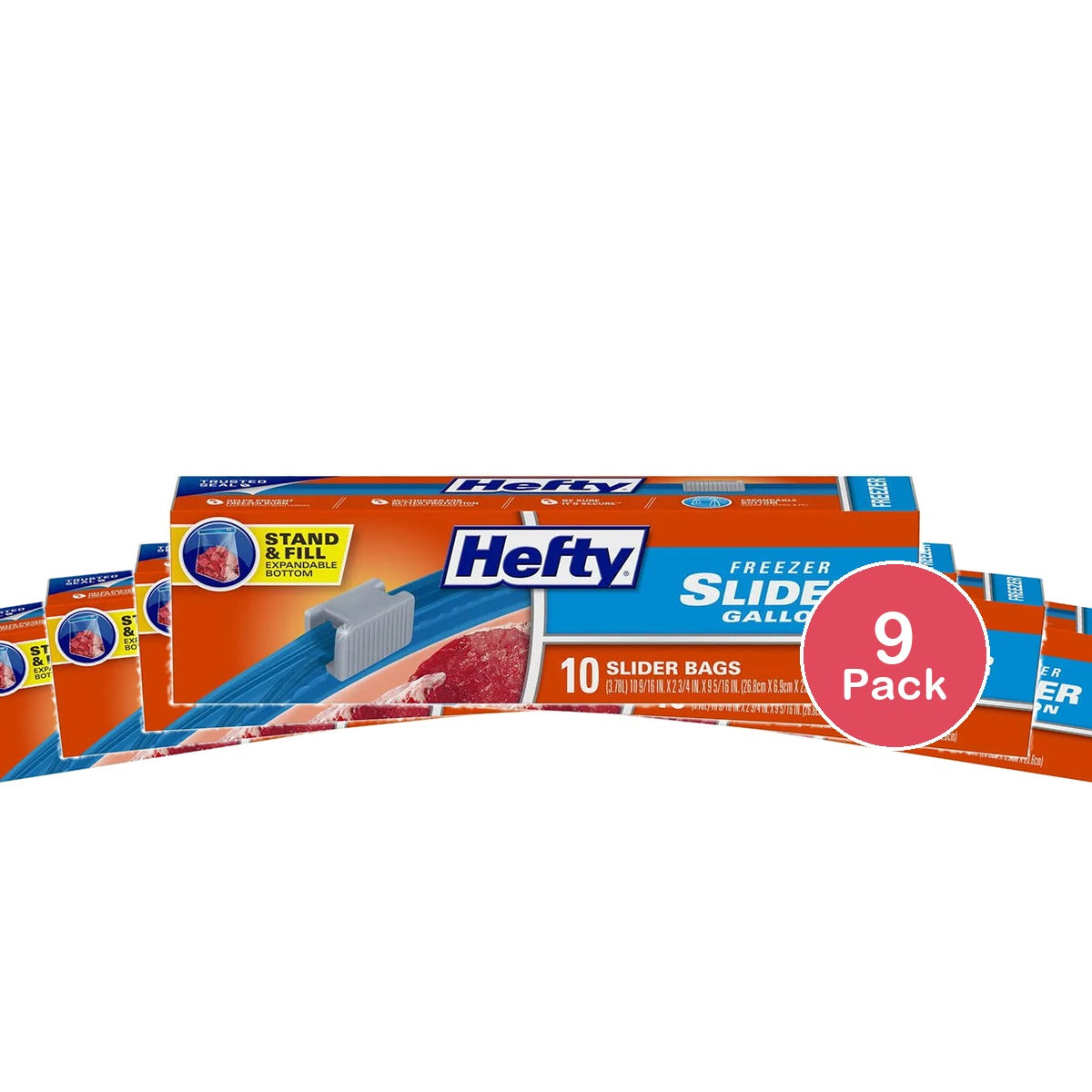 Hefty Slider Gallon Freezer Bags Gallon Size (Pack Of 9)
