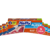 Hefty Slider Quart Size Freezer Bags 11.04oz (Pack of 9)