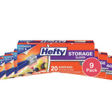 Hefty Slider Quart Size Storage Bags 27.2oz (Pack of 9)