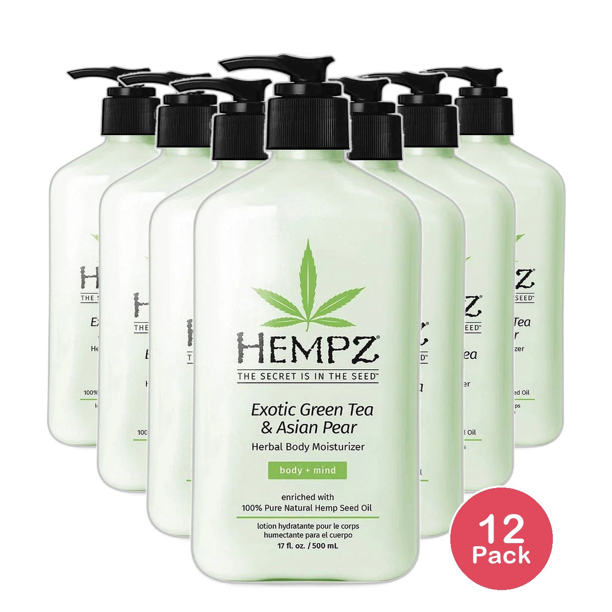 Hempz Exotic Green Tea and Asian Pear Herbal Body Moisturizer 17Oz (Pack of 12)
